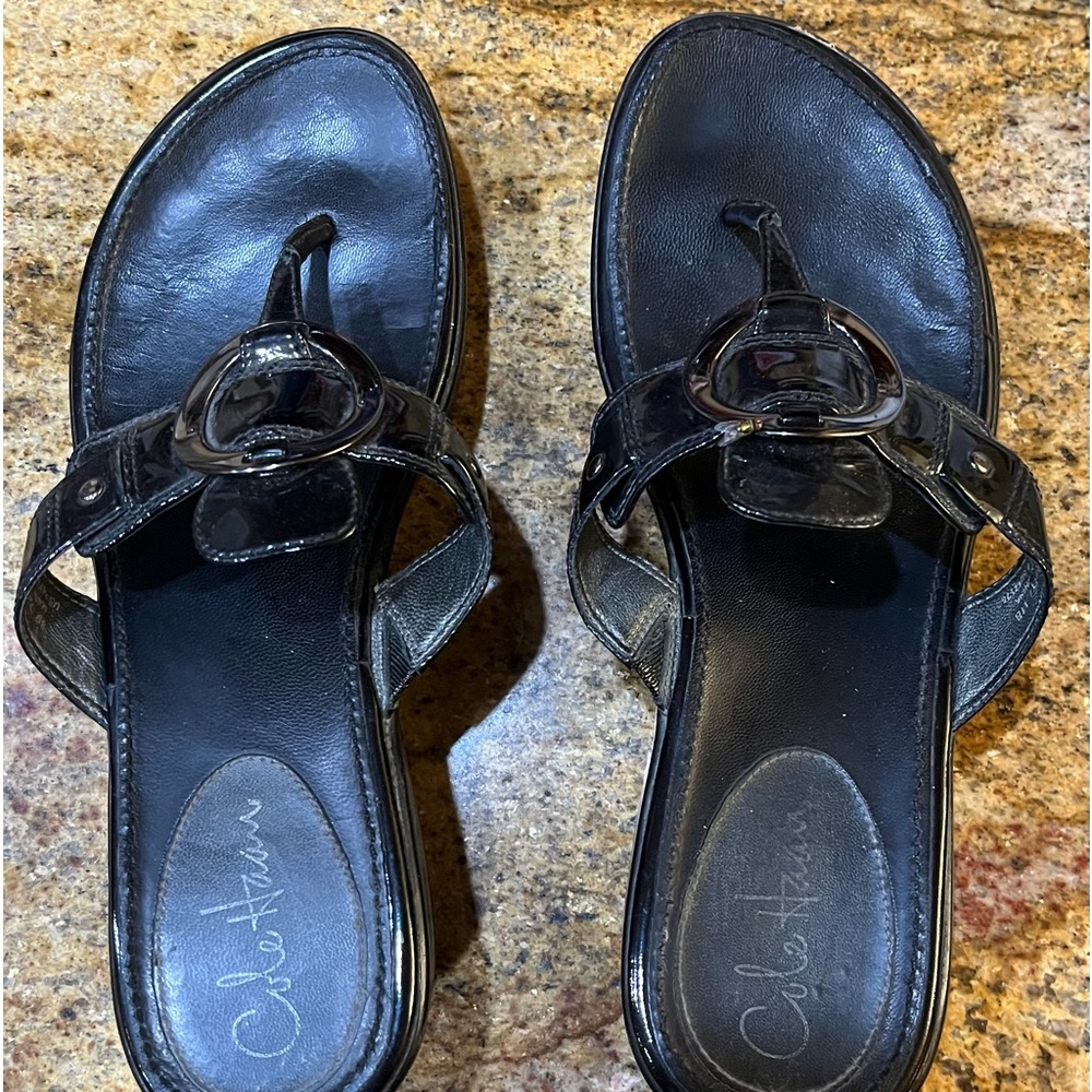 COLE HAHN NIKE AIR FLIP FLOP STYLE BLACK SANDALS SIZE 10